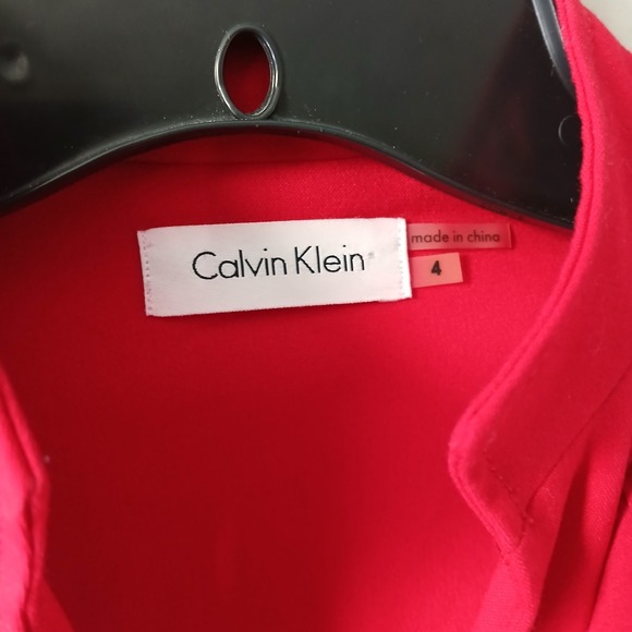 Calvin Klein Women's Size 4 Dress Knee Length Ruffle Belted Button Up Pleated - Picture 9 of 16